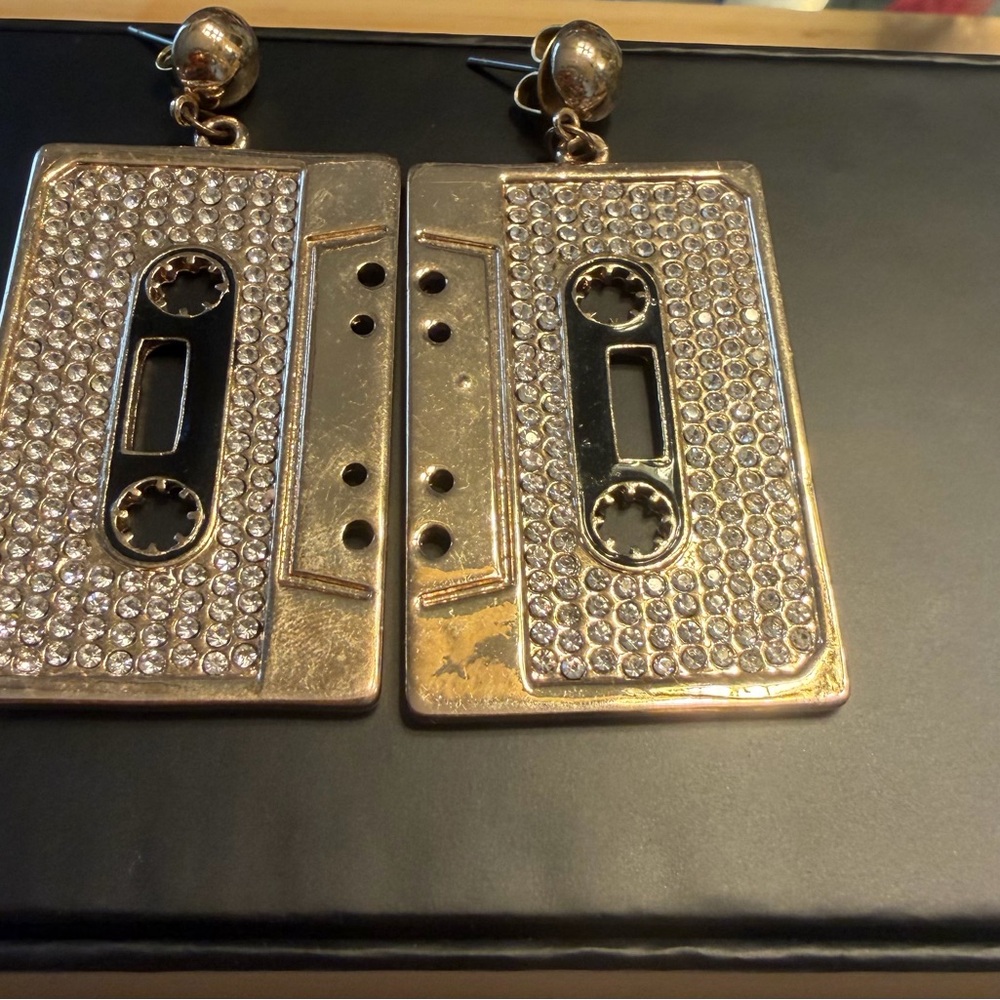 Cassette gold plated Cassette Tape Earrings